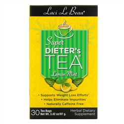Natrol, Laci Le Beau, Super Dieter's Tea, Лимон и мята, 30 чайных пакетиков, 75 г