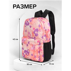 Рюкзак школьный на молнии, с карманами, с рисунком, размер 30×13×42 см, розовый/сиреневый