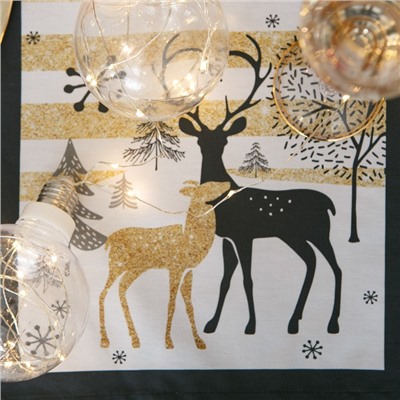 Дорожка на стол Этель «Олени» 30×70 ±3 см, 100% хлопок, саржа 190 г/м², чёрная/белая