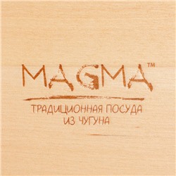 Сковорода-гриль Magma «Осан», 24×18×4 см, с ручками, на деревянной подставке, чугун, чёрная