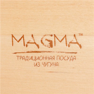 Сковорода-гриль Magma «Осан», 24×18×4 см, с ручками, на деревянной подставке, чугун, чёрная