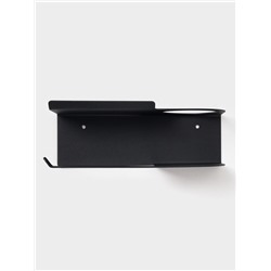 Держатель для туалетной бумаги с полочкой с отверстием для освежителя, чёрный