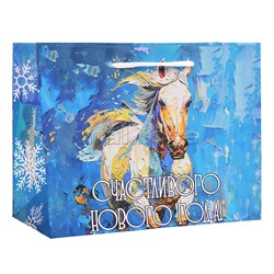 Бумажный пакет для сувенирной продукции с ламинацией, с шириной основания 23 cм