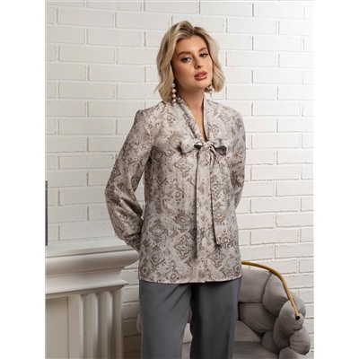 Рубашка с бантом Рузанна (серая) Б15117-10М
