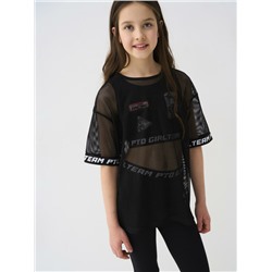 Комплект трикотажный для девочек: брюки (легинсы укороченные), топ, фуфайка (футболка)