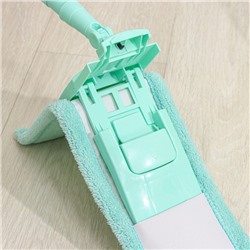 Швабра для мытья пола плоская Доляна, насадка из микрофибры 40×10 см, телескопическая стальная ручка 68(122) см