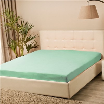 Простыня на резинке 2-спальная KUPU-KUPU, 160×200+20 см, ментол, трикотаж