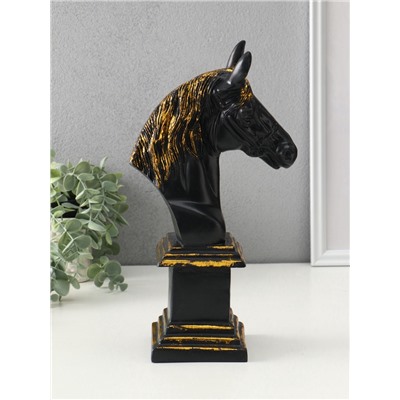 Фигура «Постамент: Бюст лошади», 31.5×10×17 см, чёрный с позолотой