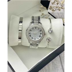 Подарочный набор для женщин часы, 2 браслета + коробка #22864432