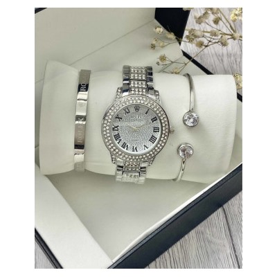 Подарочный набор для женщин часы, 2 браслета + коробка #22864432