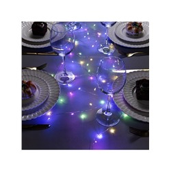 Гирлянда «Мишура» 5 м роса, IP20, серебристая нить, 100 LED, свечение мульти, USB