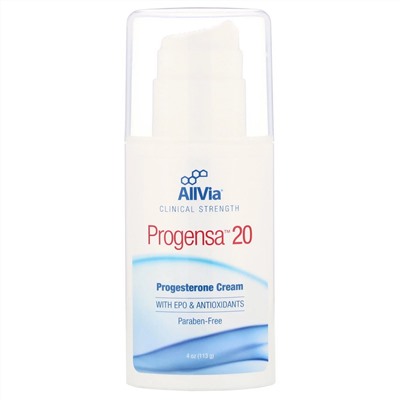 AllVia, Progensa 20, крем с прогестероном, 113 г (4 унции)