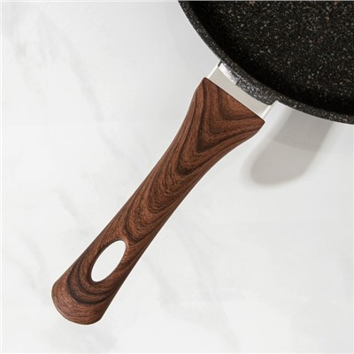 Сковорода KUKMARA Granit Ultra original, d=28 см, пластиковая ручка, антипригарное покрытие, алюминий, чёрная