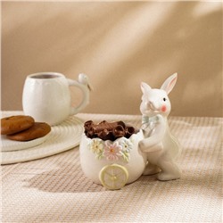 Конфетница SL Home «Лесные кролики», 600 мл, 17.5×11.5×16.8 см, керамика, белая