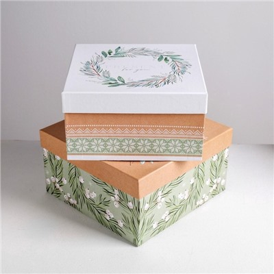 Набор подарочных коробок 5 в 1 «Зимний», 14×14×8 - 22×22×12 см, Новый год