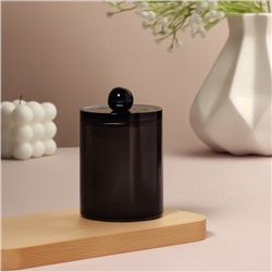 Органайзер для для ватных палочек, с крышкой, d=7×10.5 см, полупрозрачный, чёрный