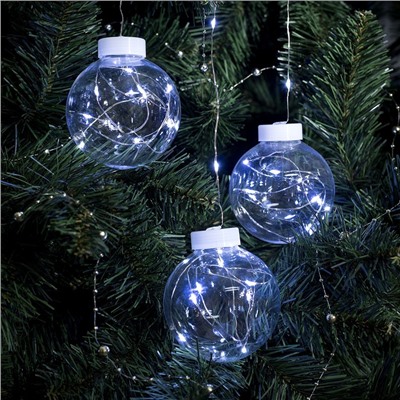 УЦЕНКА Гирлянда «Бахрома», 2.5×0.7 м, с насадками «Шарики», IP20, 150 LED, 12 В, серебристая нить, свечение белое