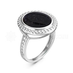 Кольцо из серебра с авантюрином родированное 925 пробы 310070-637р