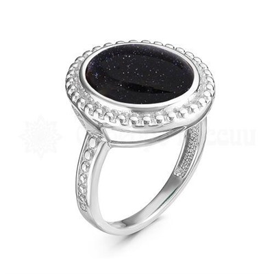 Кольцо из серебра с авантюрином родированное 925 пробы 310070-637р