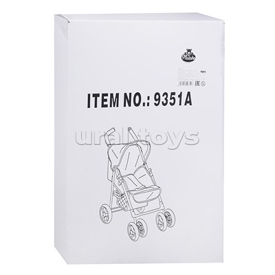 Коляска для кукол складная, с корзиной и козырьком, цвет серо-бордовая