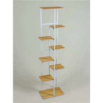 Подставка для цветов Greengo, 8 полок, 36×23×136 см, напольная, каркас металл, полки МДФ, белая