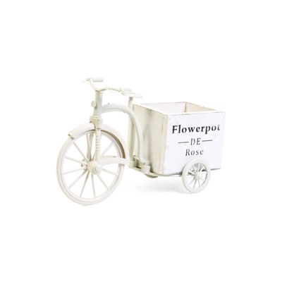 Декоративное кашпо для цветов «Велосипед Flowerpot de Rose», 26×12×18 см, дерево, пластик, белое