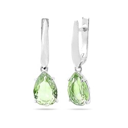 Серьги из серебра празиолит кварц, Ю-200М45