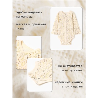 Боди детское с длинным рукавом MINAKU Nature, рост 62-68 см