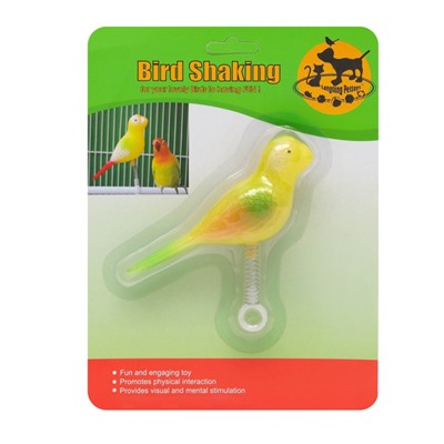 Игрушка для птиц «Птичка» на пружинке, 11.9×3.4×12.5 см, жёлтая