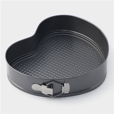 Форма для выпечки Доляна «Элин. Сердце», 28.5×25.5×6.6 см, разъёмная, антипригарное покрытие, серая