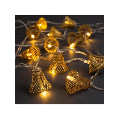 Гирлянда «Нить» 4 м с насадками «Колокольчик», IP20, прозрачная нить, 20 LED, свечение тёплое белое, 8 режимов, 220 В