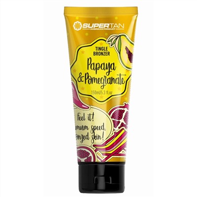 SuperTan Крем для загара горячий бронзатор с тингл-эффектом коллагеном и экстрактом кофеина / Papaya & Pomegranate, 150 мл 7693