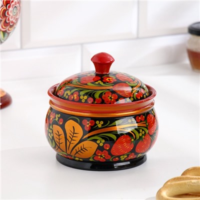 УЦЕНКА Сахарница «Ягодка», большая, 400 мл, 13×15 см, хохлома