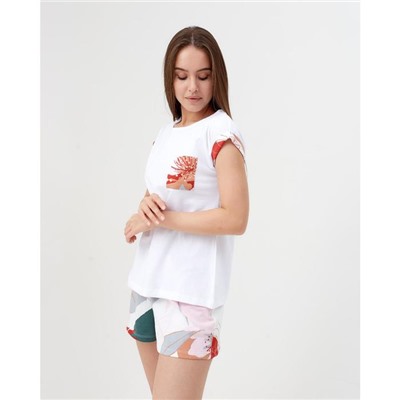 Футболка домашняя с карманом женская KAFTAN «Цветы», размер 40-42