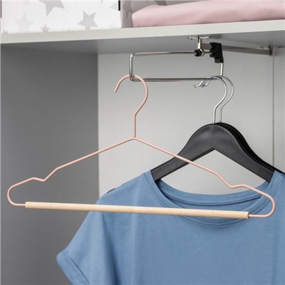 Плечики для одежды SAVANNA Wood, 41.5×22.5×1 см, розовые