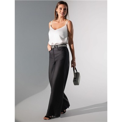 Брюки-трубы из эластичного хлопка с эффектом кожи