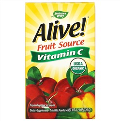 Nature's Way, Alive !, Fruit Source, витамин С, порошок для приготовления напитка, 4,23 унции (120 г)