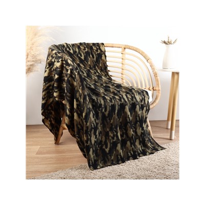 Плед флисовый «Этель. Зелёный камуфляж», 130×150 см, флис 160 г/м²