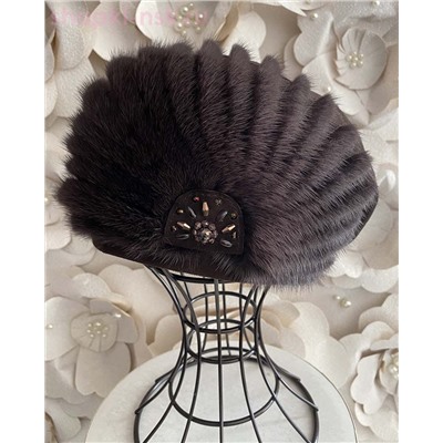 Вера замша мех.норка Берет женский флис (56-58)