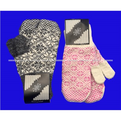 2 ПАРЫ - Варежки женские шерстяные арт. 6А63