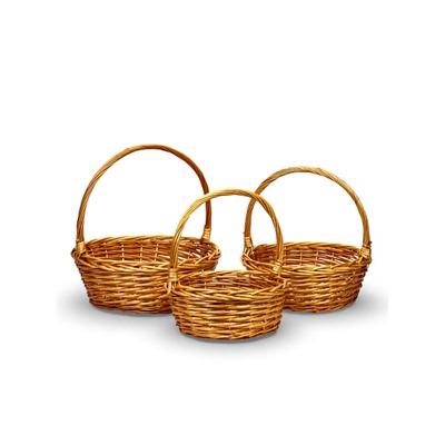 Корзина плетёная для хранения, лоза, натуральная, набор 3 шт.