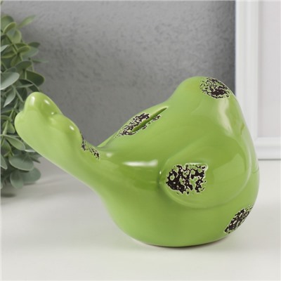 Копилка для денег «Зелёный воробышек», керамика, 18.8 11.9×13 см