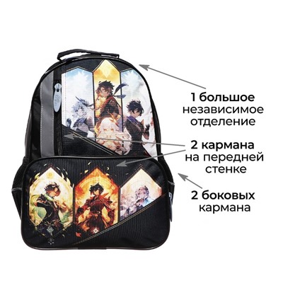 Рюкзак школьный, эргономичная спинка, 37×26×13 см «Аниме игра»