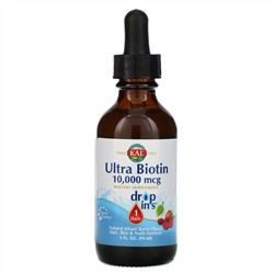 KAL, Ultra Biotin, натуральный ароматизатор «Смесь ягод», 10000 мкг, 59 мл (2 жидк. унции)