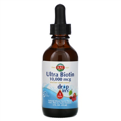 KAL, Ultra Biotin, натуральный ароматизатор «Смесь ягод», 10000 мкг, 59 мл (2 жидк. унции)