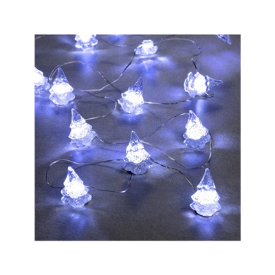 Гирлянда «Нить» 2 м роса с насадками «Снежная ёлочка», IP20, серебристая нить, 20 LED, 2 режима, батарейки ААх2 (нет в комплекте), свечение белое