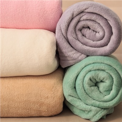 Плед «Этель», 180×200 см, корал-флис 220 г/м², молочный