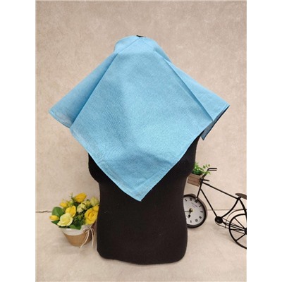 Платок косынка на голову и шею, хлопок, цвет голубой