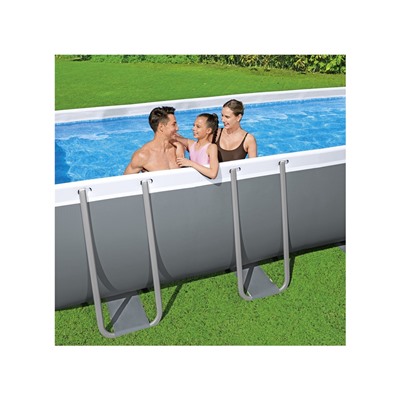 Бассейн каркасный Bestway Power Steel 56671, 488×244×122 см, песчаный фильтр-насос, лестница, тент, прямоугольный