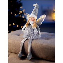 Фигура текстиль «Кукла в сером» 70 см, 6 LED, от батареек AG10×3, свечение тёплое белое